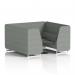 Brixworth 6 Seater Booth With White Legs And Black Table With Silver Leg In Rivet Fabric - Prime Panels And Sofa SF001776