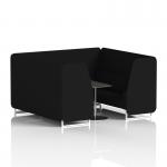 Brixworth 6 Seater Booth With White Legs And Black Table With Silver Leg In X2 Fabric - Diameter Panels And Sofa SF001780