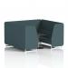 Brixworth 6 Seater Booth With White Legs And Black Table With Silver Leg In X2 Fabric - Polygon Panels And Sofa SF001782