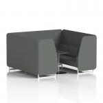 Brixworth 6 Seater Booth With White Legs And Black Table With Silver Leg In Sumi Fabric - Kobe Panels And Sofa SF001797