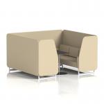 Brixworth 6 Seater Booth With White Legs And Black Table With Silver Leg In Sumi Fabric - Zen Panels And Sofa SF001801