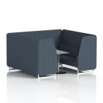 Brixworth 6 Seater Booth With White Legs And Grey Table With Silver Leg In Rivet Fabric - Crucible Panels And Sofa SF001834