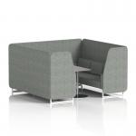 Brixworth 6 Seater Booth With White Legs And Grey Table With Silver Leg In Rivet Fabric - Prime Panels And Sofa SF001836