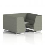 Brixworth 6 Seater Booth With White Legs And Grey Table With Silver Leg In Rivet Fabric - Vitreous Panels And Sofa SF001837