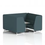 Brixworth 6 Seater Booth With White Legs And Grey Table With Silver Leg In X2 Fabric - Polygon Panels And Sofa SF001842