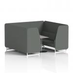 Brixworth 6 Seater Booth With White Legs And Grey Table With Silver Leg In Sumi Fabric - Kobe Panels And Sofa SF001857