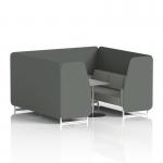 Brixworth 6 Seater Booth With White Legs And Grey Table With Silver Leg In Sumi Fabric - Kobe Panels And Tokyo Sofa SF001887