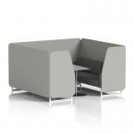 Brixworth 6 Seater Booth With White Legs And Grey Table With Silver Leg In Sumi Fabric - Tokyo Panels And Kobe Sofa SF001889