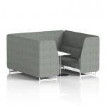 Brixworth 6 Seater Booth With White Legs And White Table With Silver Leg In Rivet Fabric - Prime Panels And Sofa SF001896