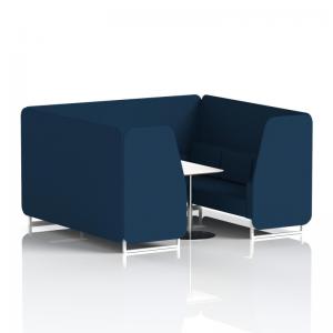 Brixworth 6 Seater Booth With White Legs And White Table With Silver