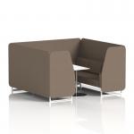 Brixworth 6 Seater Booth With White Legs And White Table With Silver Leg In X2 Fabric - Theory Panels And Sofa SF001903