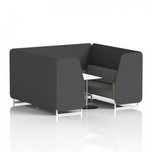 Brixworth 6 Seater Booth With White Legs And White Table With Silver