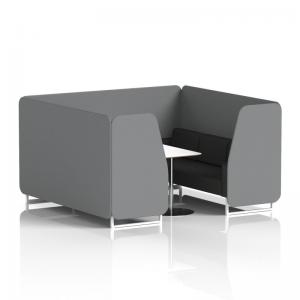 Brixworth 6 Seater Booth With White Legs And White Table With Silver