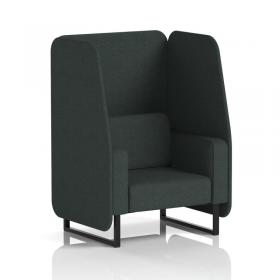 Brixworth 1 Seater Open Booth With Black Legs In Rivet Fabric - Charcoal Panels And Sofa SF001953