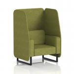 Brixworth 1 Seater Open Booth With Black Legs In Rivet Fabric - Olive Panels And Sofa SF001955