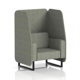 Brixworth 1 Seater Open Booth With Black Legs In Rivet Fabric - Vitreous Panels And Sofa SF001957