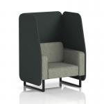 Brixworth 1 Seater Open Booth With Black Legs In Rivet Fabric - Charcoal Panels And Vitreous Sofa SF001983