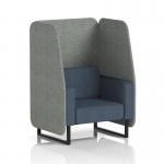 Brixworth 1 Seater Open Booth With Black Legs In Rivet Fabric - Prime Panels And Crucible Sofa SF001986