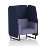 This image features a stylish and versatile Dynamic Booth in Brixworth design. It showcases a 1-seater open booth with sleek black legs and synergy fabric, along with matching panels and a sleek Order Sofa.