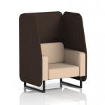 This image showcases a sleek and modern dynamic booth with a single open seat and black legs, featuring synergy fabric in a synergy fabric, and wed panels for added style. The affix sofa adds a touch of elegance to the overall design.