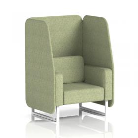 Brixworth 1 Seater Open Booth With White Legs In Rivet Fabric - Burnish Panels And Sofa SF002012