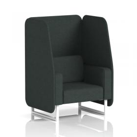 Brixworth 1 Seater Open Booth With White Legs In Rivet Fabric - Charcoal Panels And Sofa SF002013