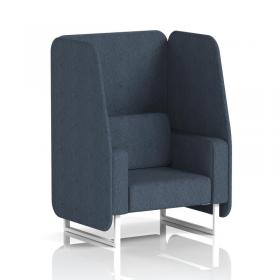 Brixworth 1 Seater Open Booth With White Legs In Rivet Fabric - Crucible Panels And Sofa SF002014