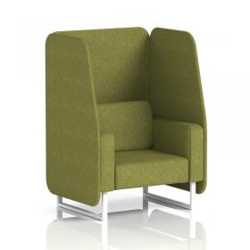 Brixworth 1 Seater Open Booth With White Legs In Rivet Fabric - Olive Panels And Sofa SF002015