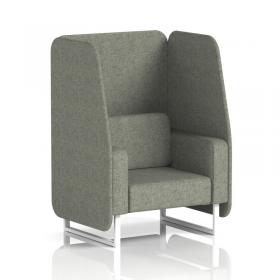 Brixworth 1 Seater Open Booth With White Legs In Rivet Fabric - Vitreous Panels And Sofa SF002017