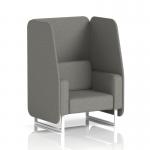 This image showcases a dynamic booth from Made To Order, the Brixworth 1 Seater Open Booth with white legs and X2 fabric. It features number panels and a sofa, providing a sleek and modern seating option. The booth is stylish and customizable, perfect for any space.