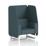In the photo, we see a modern and stylish Dynamic Booths 1 seater open booth, customized with white legs and X2 fabric. The unique polygon panels add a touch of sophistication to the design, making it perfect for any space. The sleek sofa SF002022 completes the overall look of this made-to-order piece.
