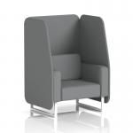 Dynamic Booths Brixworth 1 Seater Open Booth in Synergy Fabric showcases sleek white legs and customizable partner panels. Add the matching Sofa, SF002034, for a cohesive and stylish office seating option.