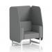 Dynamic Booths Brixworth 1 Seater Open Booth in Synergy Fabric showcases sleek white legs and customizable partner panels. Add the matching Sofa, SF002034, for a cohesive and stylish office seating option.