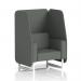 The Dynamic Booths 1 Seater Open Booth features sleek white legs and sumi fabric, with Kobe panels and a comfortable sofa for a modern, stylish look.