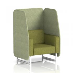 Brixworth 1 Seater Open Booth With White Legs In Rivet Fabric - Burnish Panels And Olive Sofa SF002042