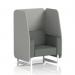 This image features a stylish Dynamic Booth, custom-made in Brixworth 1 Seater Open design with sleek white legs. The booth is upholstered in Sumi fabric and is enhanced with Tokyo panels and a Kobe Sofa SF002069.