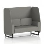 The image shows a sleek and modern Dynamic Booths 2 seater open booth with black legs. The fabric, X2, adds a touch of luxury while the number panels add a functional element. This custom-made Brixworth booth is perfect for any space.
