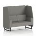The image shows a sleek and modern Dynamic Booths 2 seater open booth with black legs. The fabric, X2, adds a touch of luxury while the number panels add a functional element. This custom-made Brixworth booth is perfect for any space.