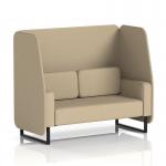 This picture features a sleek and modern Dynamic Booth, custom made in Brixworth style with 2 spacious seats and black legs. The booth is upholstered in Main Line Flax fabric, with attractive Upminster panels and a matching SF002088 sofa.