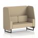 This picture features a sleek and modern Dynamic Booth, custom made in Brixworth style with 2 spacious seats and black legs. The booth is upholstered in Main Line Flax fabric, with attractive Upminster panels and a matching SF002088 sofa.