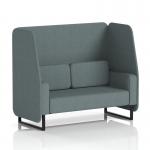 The Dynamic Booths Brixworth 2 Seater Open Booth features sleek black legs and a sophisticated Main Line Flax fabric. Its Westminster panels add a touch of elegance, while the sofa adds a modern flair. Perfect for any chic and stylish space.