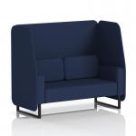 This photograph features the Dynamic Booths - Made To Order Brixworth 2 Seater Open Booth with black legs and synergy fabric. The booth has alike panels and a matching sofa. The overall design is sleek and modern, perfect for any contemporary space.