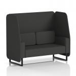 This picture features a custom-made Brixworth 2 seater open booth with black legs, upholstered in synergy fabric. The mix of panels and sofa creates a dynamic feel, perfect for any modern space. The sleek design and unique fabric choice make this booth a standout piece.