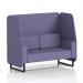 This image features a stylish and modern Dynamic Booths 2-seater open booth with black legs, custom made in Brixworth. The synergy fabric adds sophistication, while the order panels and sofa provide versatility. Perfect for any contemporary space.