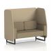 View a modern and versatile seating option with the Dynamic Booths Brixworth 2 Seater Open Booth. In a sleek flax fabric, it boasts black legs and Upminster panels, complemented by a Bank Sofa to complete the look.