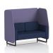 The photograph shows a stylish and modern Dynamic Booths 2 seater open booth with sleek black legs. The booth features a stylish synergy fabric and can be customized with order panels. The booth also includes a matching sofa, creating a cohesive and stylish seating area.