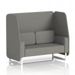 This image features a dynamic booth, custom-made in the Brixworth style, with two open seats and white legs. The booth is upholstered in X2 fabric and includes number panels and a sofa. It has a sleek and modern look, perfect for any stylish space.