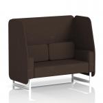 This photograph captures a sleek and modern seating arrangement, featuring a custom-made Brixworth 2 seater open booth with white legs and synergy fabric. The wed panels and a sofa add a touch of elegance, creating a dynamic and inviting atmosphere.