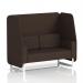 This photograph captures a sleek and modern seating arrangement, featuring a custom-made Brixworth 2 seater open booth with white legs and synergy fabric. The wed panels and a sofa add a touch of elegance, creating a dynamic and inviting atmosphere.