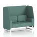 In this image, we see a sleek and modern Dynamic Booth with a Brixworth 2 Seater Open design. It features white legs and is upholstered in Sumi Fabric, with Handa Panels and a Sofa SF002156. The overall look is stylish and customizable, perfect for any contemporary space.